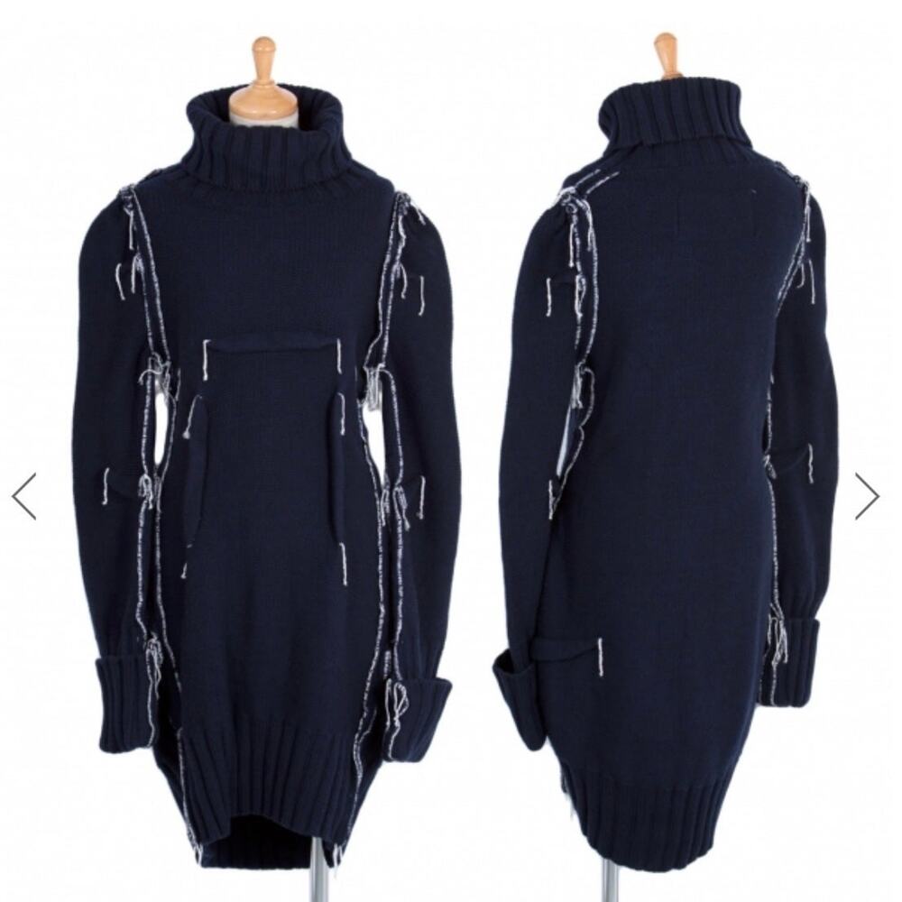 NWT!! Maison Martin Margiela H&M Navy Merino Wool Darted Sweater Dress Size Sz S - Picture 8 of 12